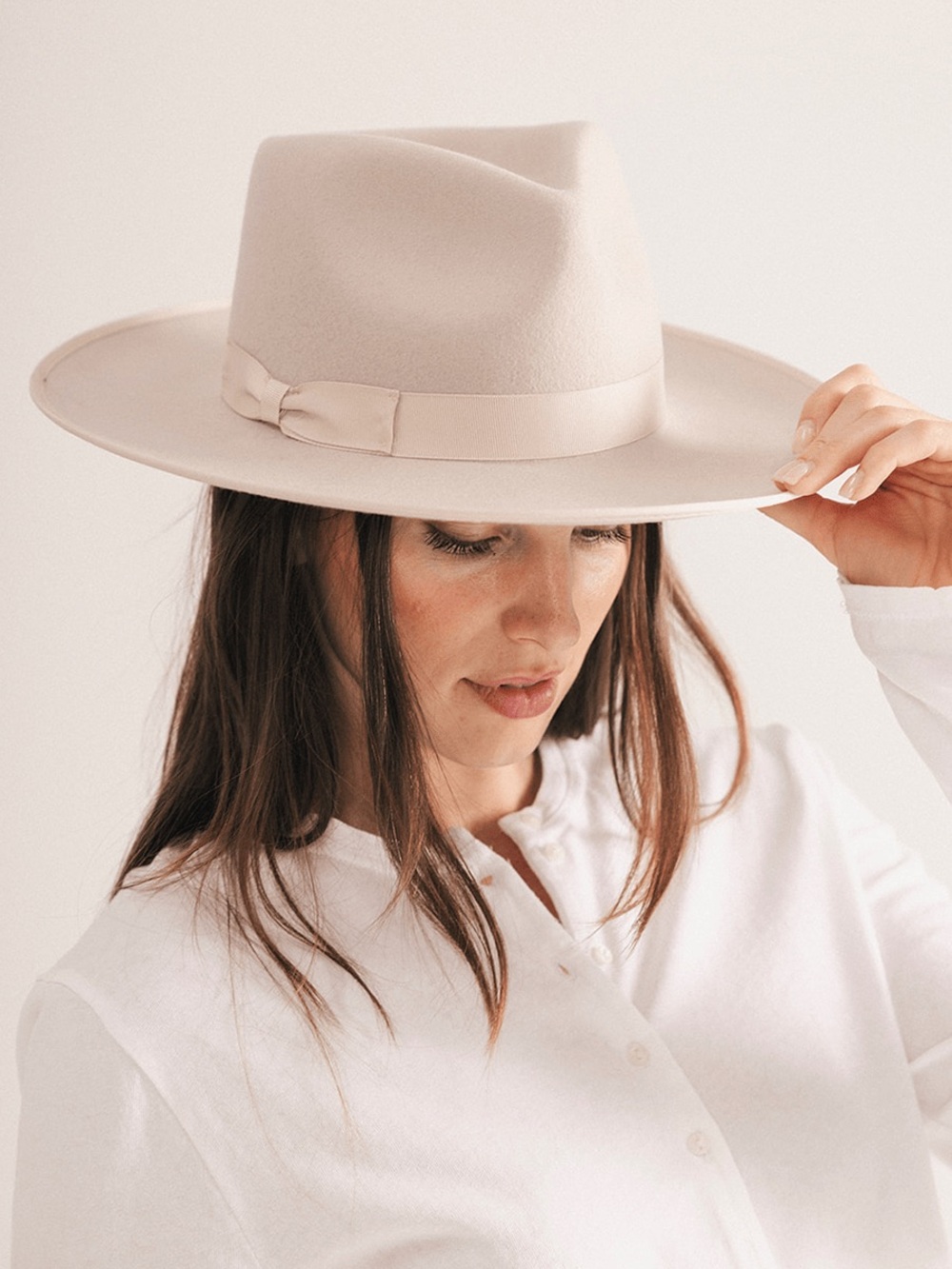 Gigi Pip Women’s Monroe Rancher Hat in Ivory: Size M/L